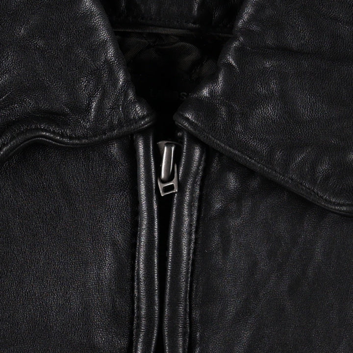 Liz Claiborne Swing Top Type Padded Leather Blouson, Men's Size L (approx.) Genuine Leather Lamb Leather black type Vintage Second Hand