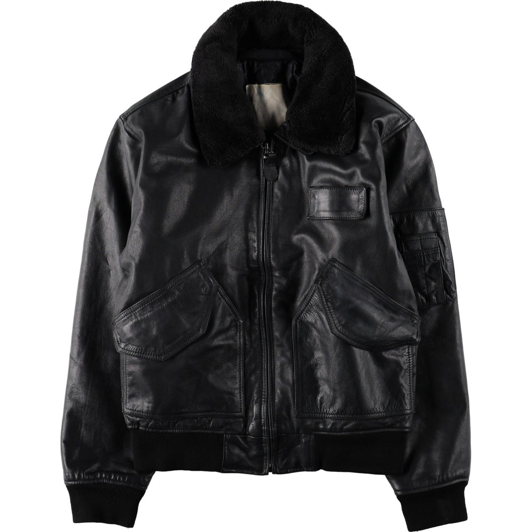 G-1 Type Leather Flight Jacket, Men's Size L unclear black type Vintage Second Hand