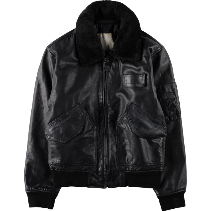 G-1 Type Leather Flight Jacket, Men's Size L unclear black type Vintage Second Hand