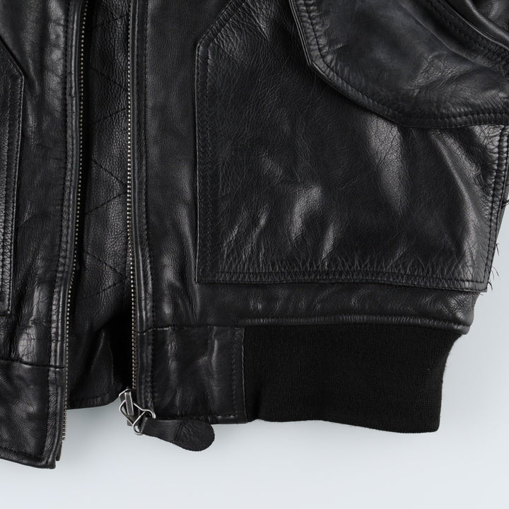 G-1 Type Leather Flight Jacket, Men's Size L unclear black type Vintage Second Hand