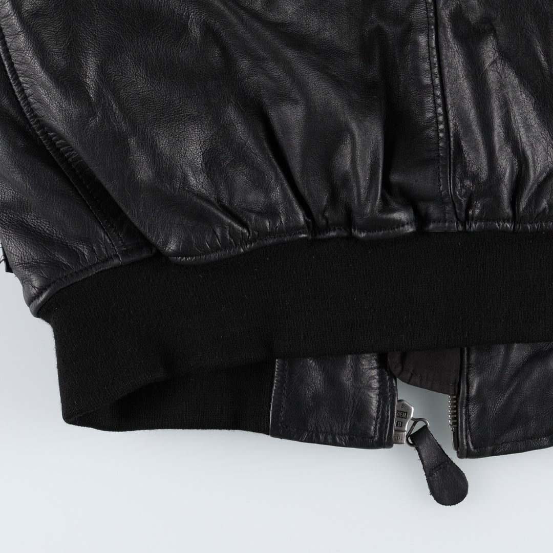 G-1 Type Leather Flight Jacket, Men's Size L unclear black type Vintage Second Hand