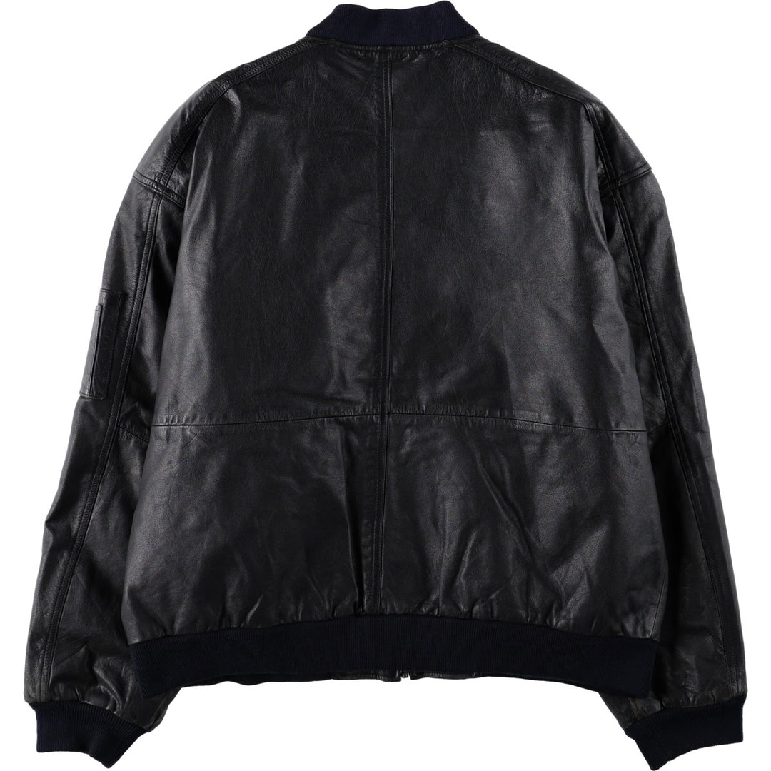 WEEKENDS MA-1 Type Leather Flight Jacket, Men's Size L (approx.) genuine leather black type Vintage Second Hand