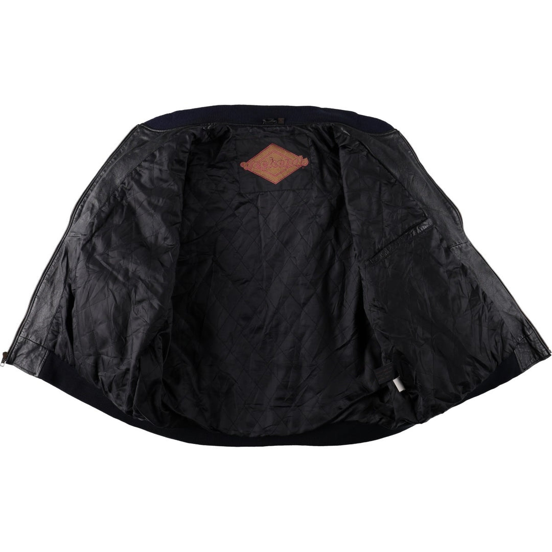 WEEKENDS MA-1 Type Leather Flight Jacket, Men's Size L (approx.) genuine leather black type Vintage Second Hand