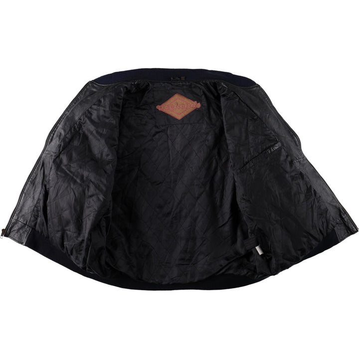 WEEKENDS MA-1 Type Leather Flight Jacket, Men's Size L (approx.) genuine leather black type Vintage Second Hand