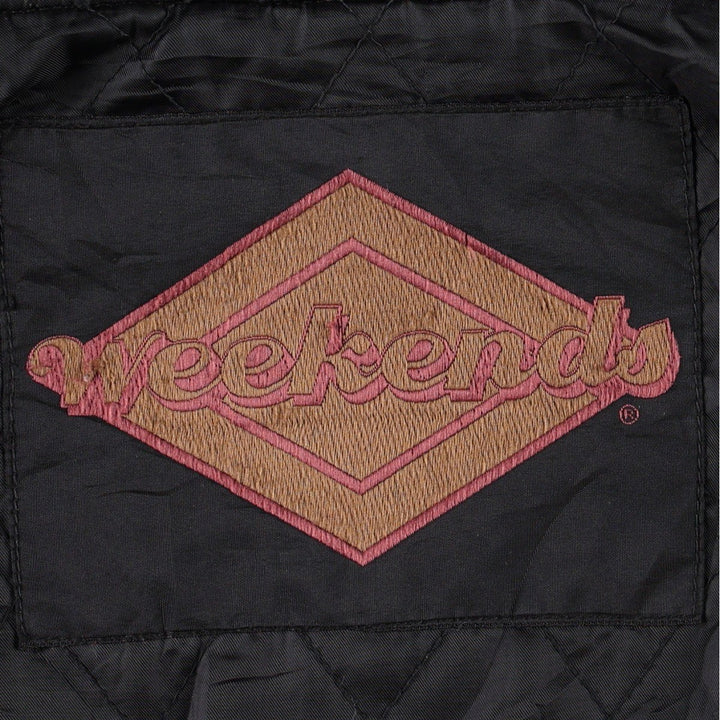 WEEKENDS MA-1 Type Leather Flight Jacket, Men's Size L (approx.) genuine leather black type Vintage Second Hand
