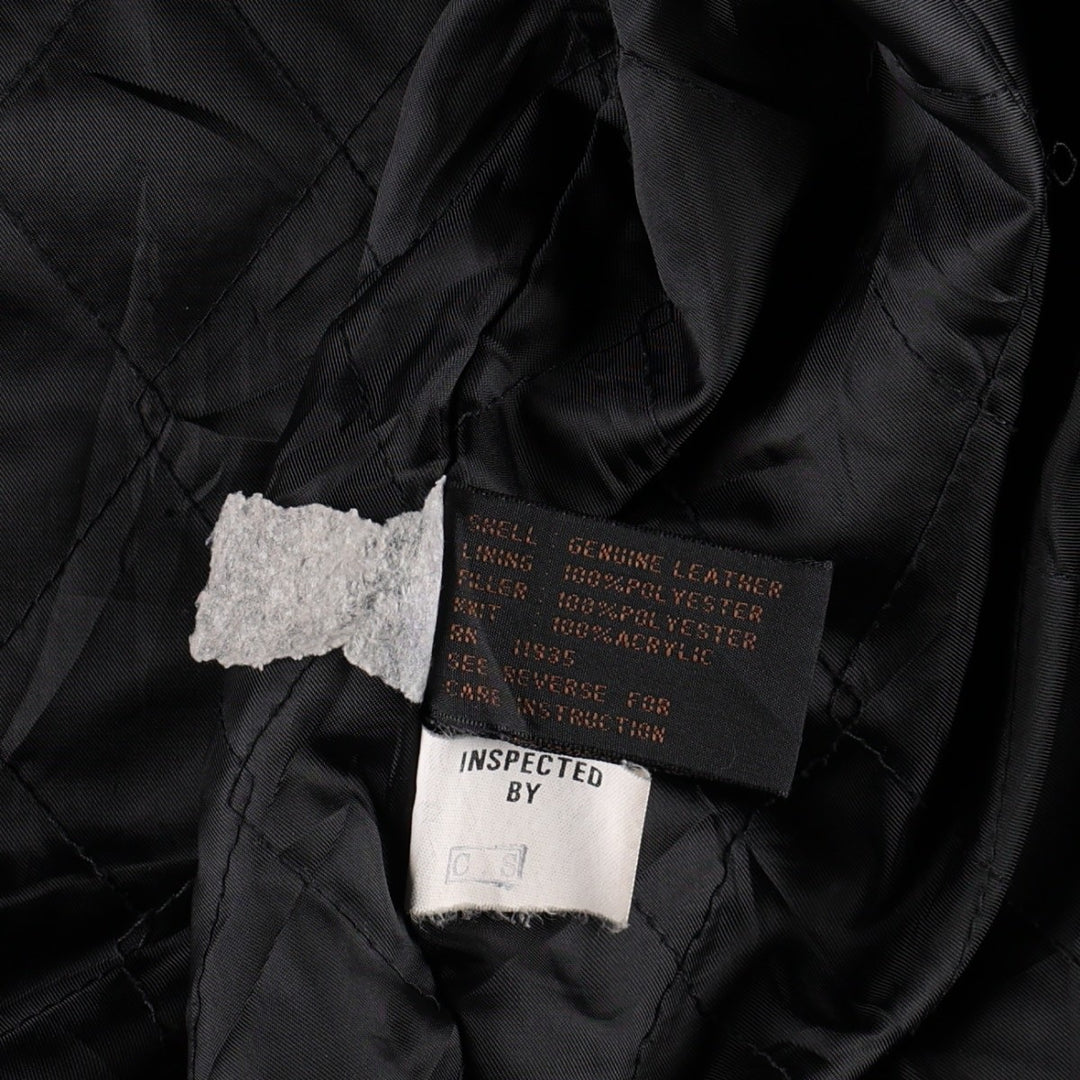WEEKENDS MA-1 Type Leather Flight Jacket, Men's Size L (approx.) genuine leather black type Vintage Second Hand
