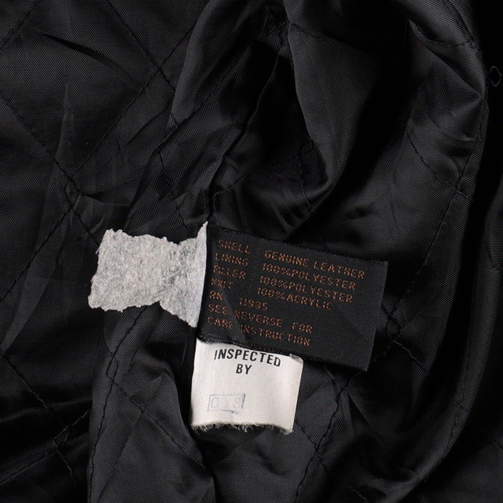 WEEKENDS MA-1 Type Leather Flight Jacket, Men's Size L (approx.) genuine leather black type Vintage Second Hand