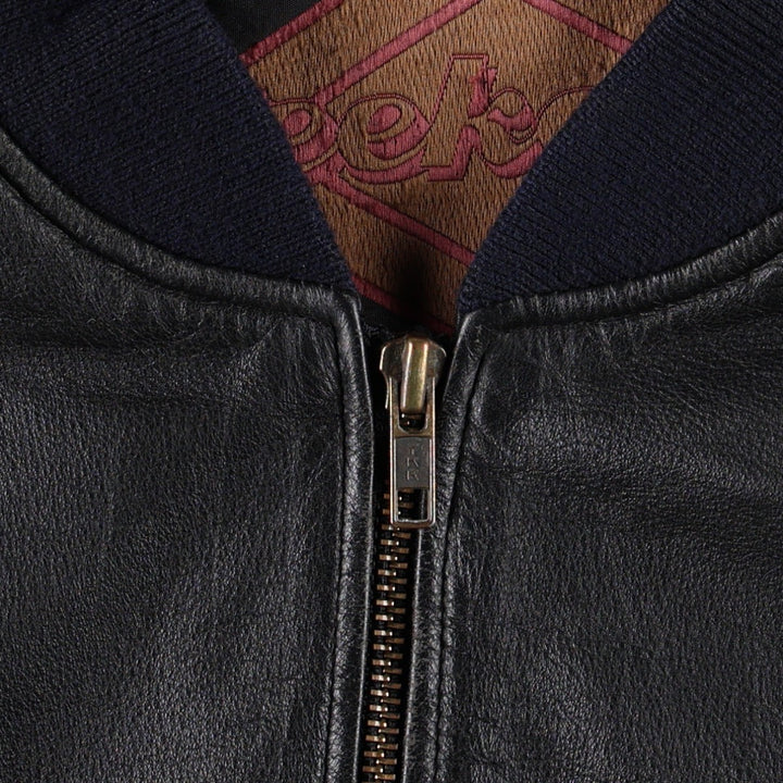 WEEKENDS MA-1 Type Leather Flight Jacket, Men's Size L (approx.) genuine leather black type Vintage Second Hand