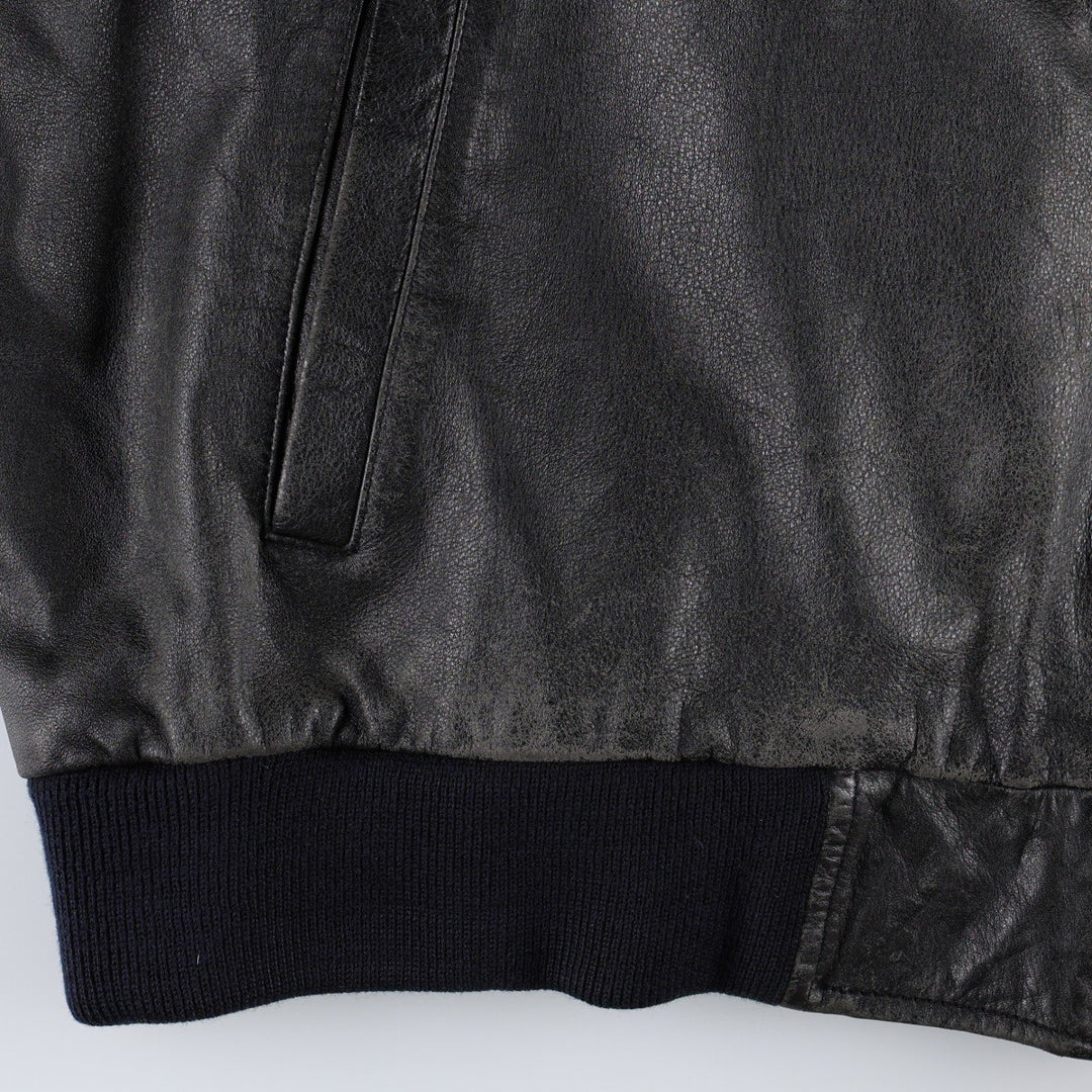 WEEKENDS MA-1 Type Leather Flight Jacket, Men's Size L (approx.) genuine leather black type Vintage Second Hand