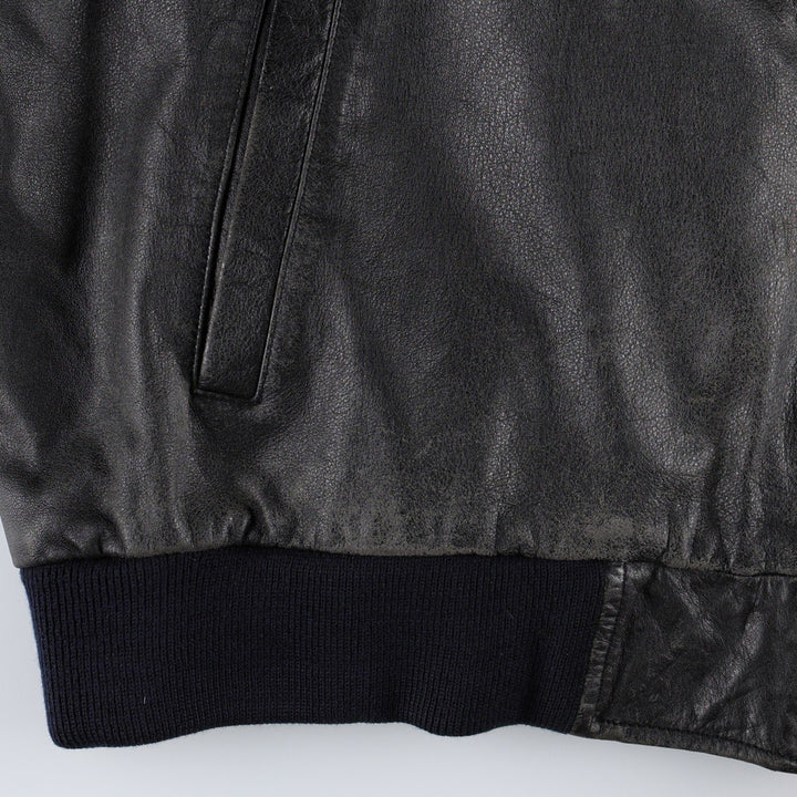WEEKENDS MA-1 Type Leather Flight Jacket, Men's Size L (approx.) genuine leather black type Vintage Second Hand