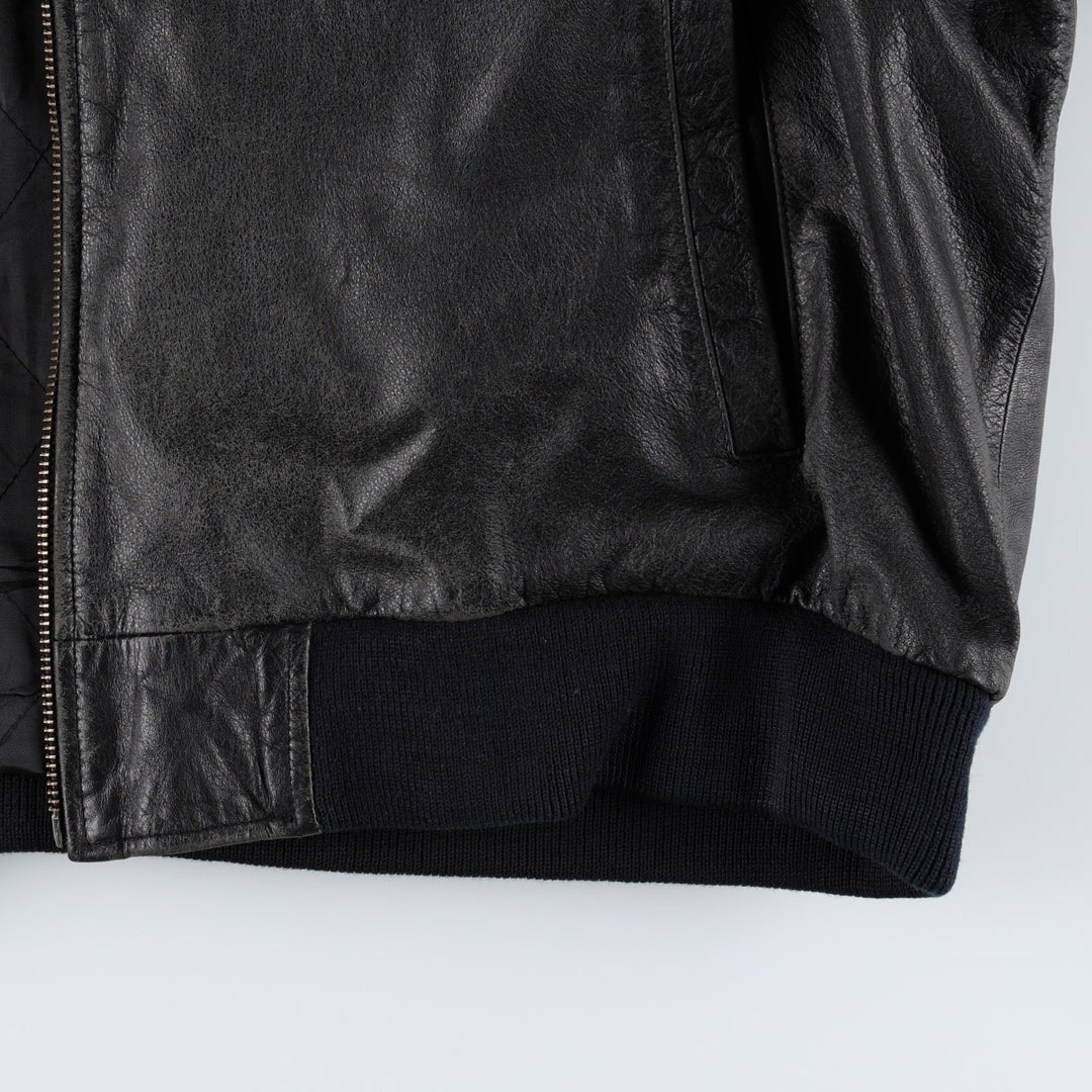 WEEKENDS MA-1 Type Leather Flight Jacket, Men's Size L (approx.) genuine leather black type Vintage Second Hand