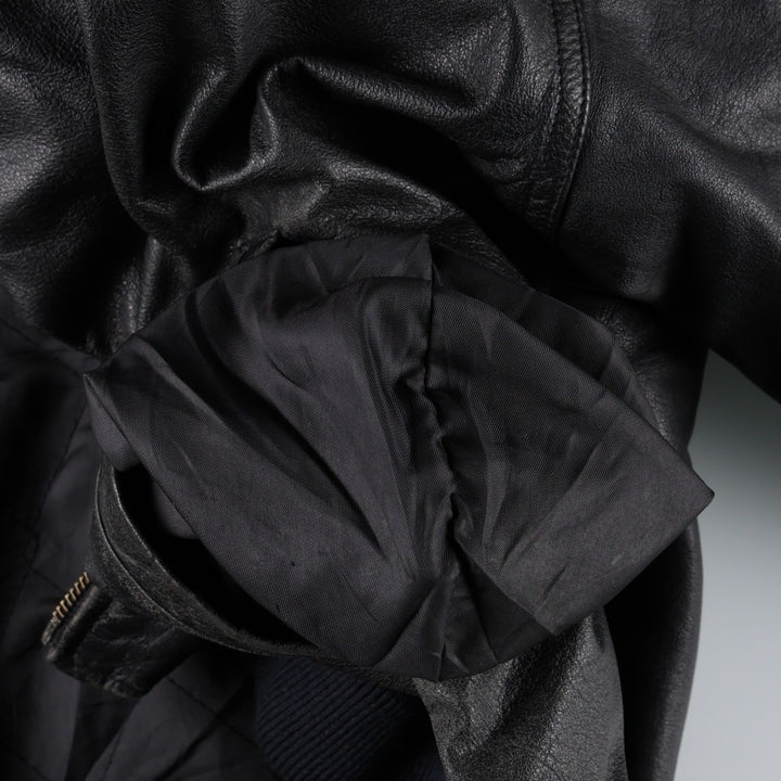 WEEKENDS MA-1 Type Leather Flight Jacket, Men's Size L (approx.) genuine leather black type Vintage Second Hand