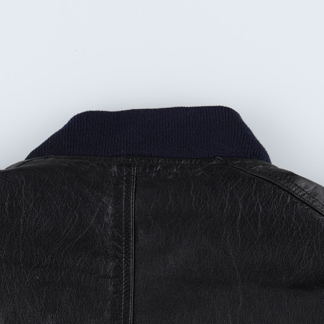 WEEKENDS MA-1 Type Leather Flight Jacket, Men's Size L (approx.) genuine leather black type Vintage Second Hand