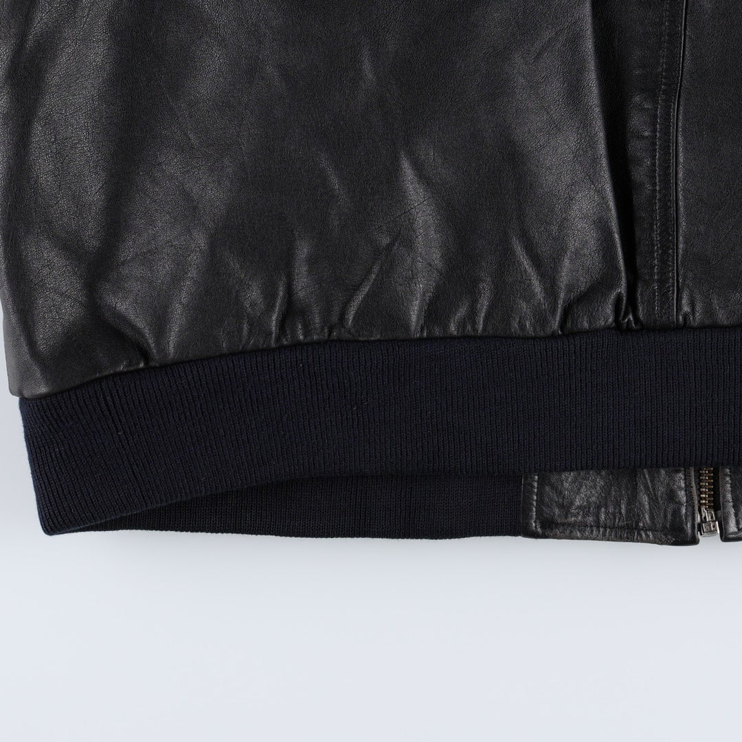 WEEKENDS MA-1 Type Leather Flight Jacket, Men's Size L (approx.) genuine leather black type Vintage Second Hand