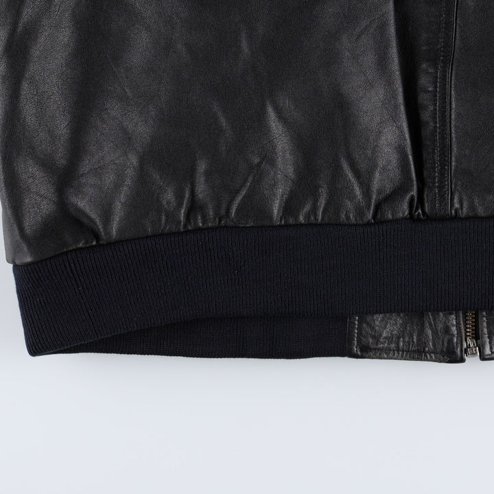 WEEKENDS MA-1 Type Leather Flight Jacket, Men's Size L (approx.) genuine leather black type Vintage Second Hand