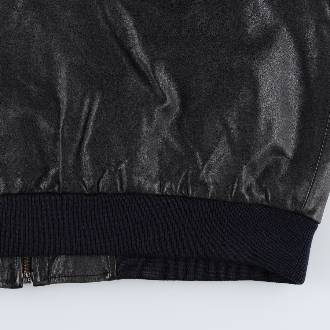 WEEKENDS MA-1 Type Leather Flight Jacket, Men's Size L (approx.) genuine leather black type Vintage Second Hand