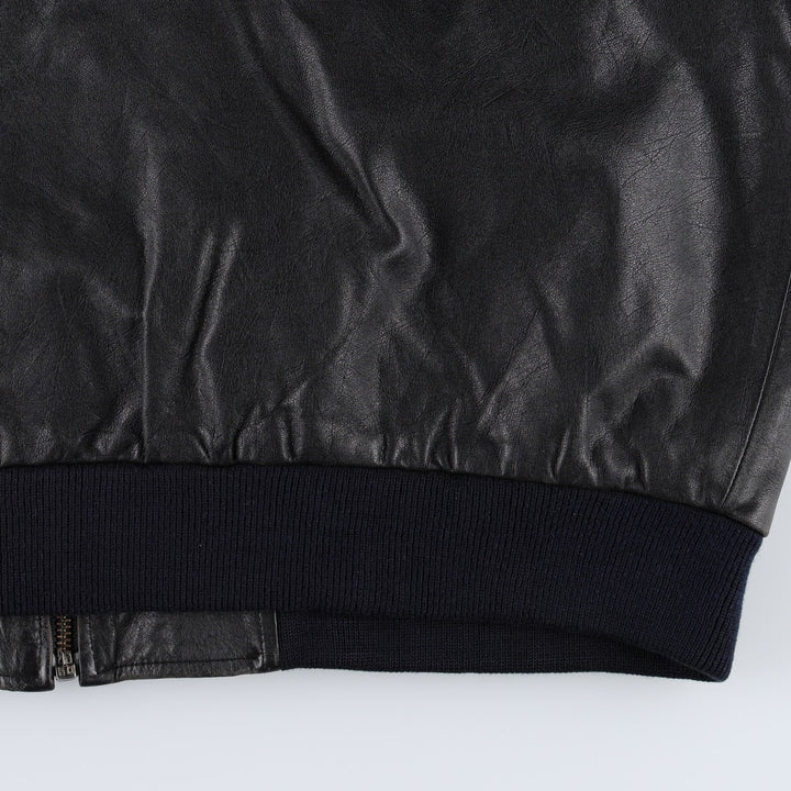 WEEKENDS MA-1 Type Leather Flight Jacket, Men's Size L (approx.) genuine leather black type Vintage Second Hand