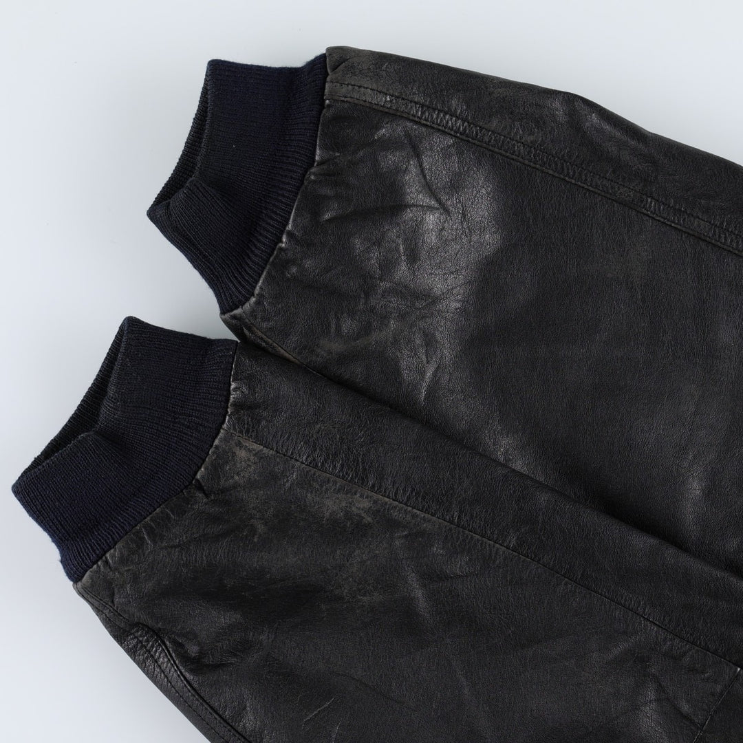WEEKENDS MA-1 Type Leather Flight Jacket, Men's Size L (approx.) genuine leather black type Vintage Second Hand