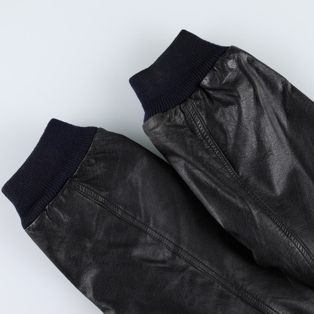WEEKENDS MA-1 Type Leather Flight Jacket, Men's Size L (approx.) genuine leather black type Vintage Second Hand