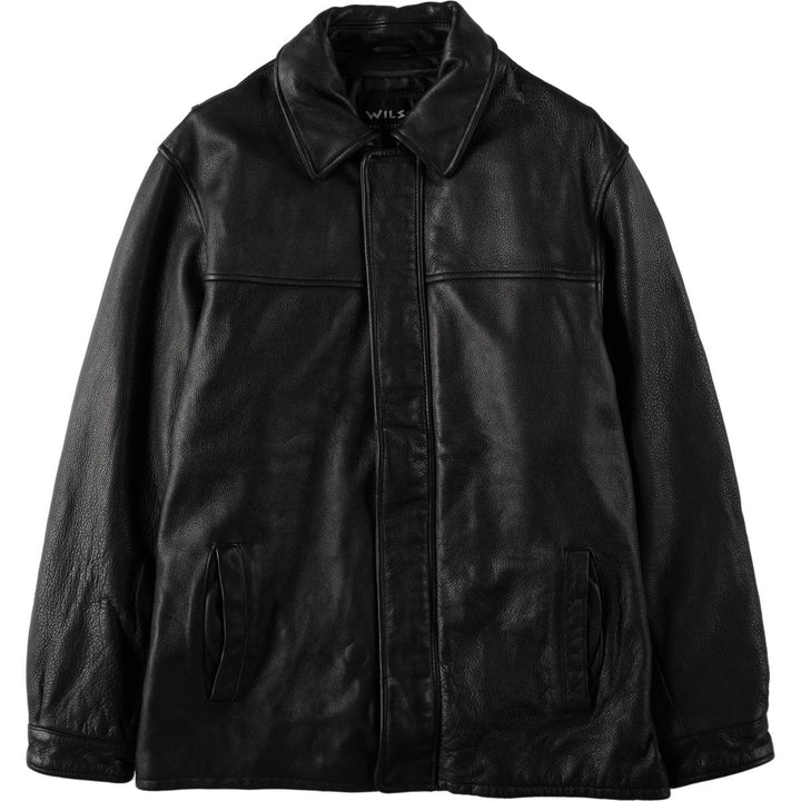 ~1990'S Wilson's Leather Car Coat, Men's Size M (approx.) genuine leather black type Vintage Second Hand
