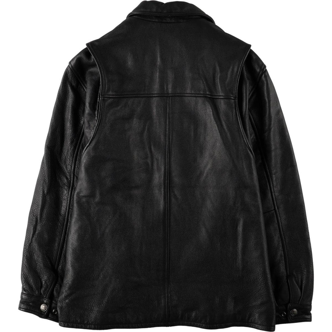 ~1990'S Wilson's Leather Car Coat, Men's Size M (approx.) genuine leather black type Vintage Second Hand