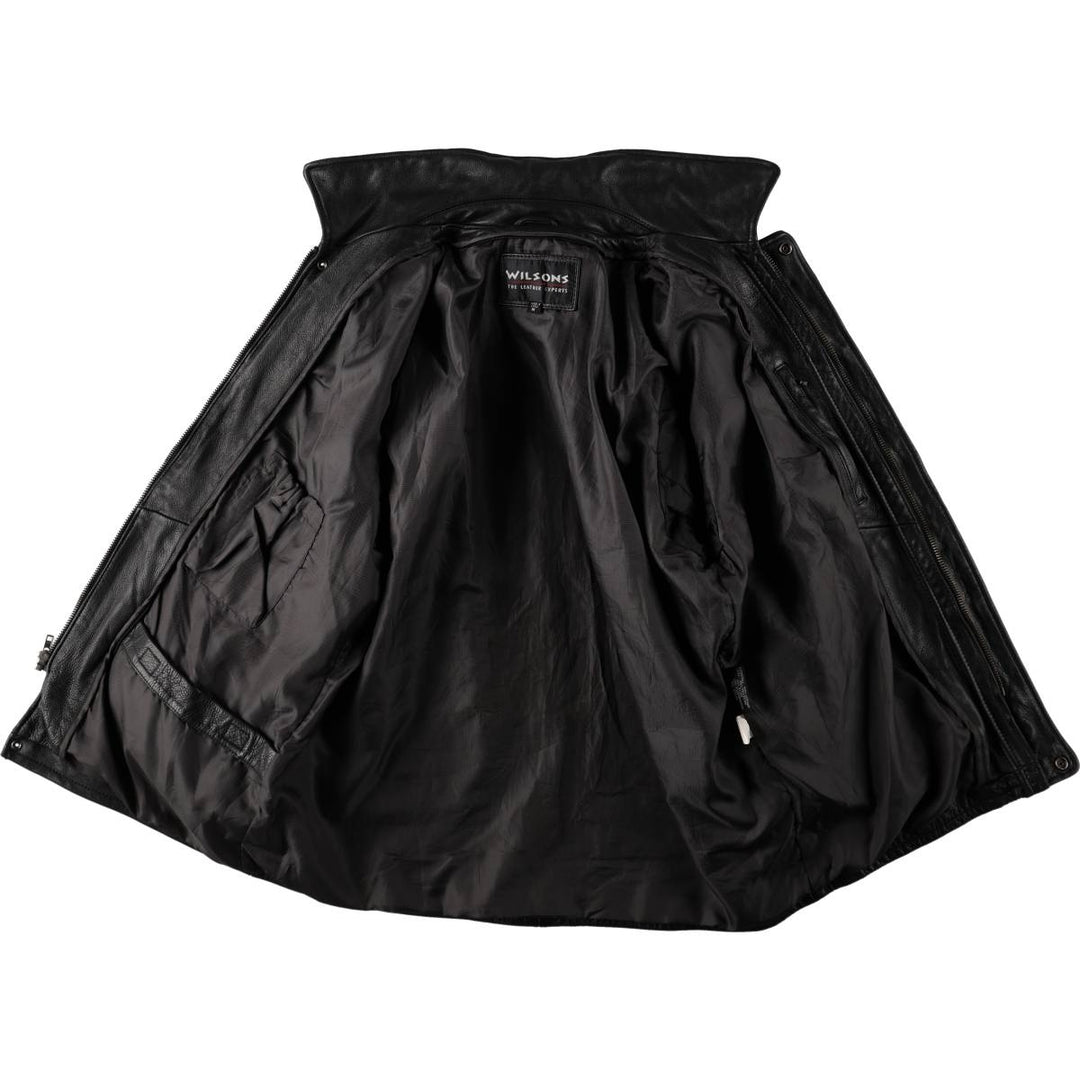~1990'S Wilson's Leather Car Coat, Men's Size M (approx.) genuine leather black type Vintage Second Hand