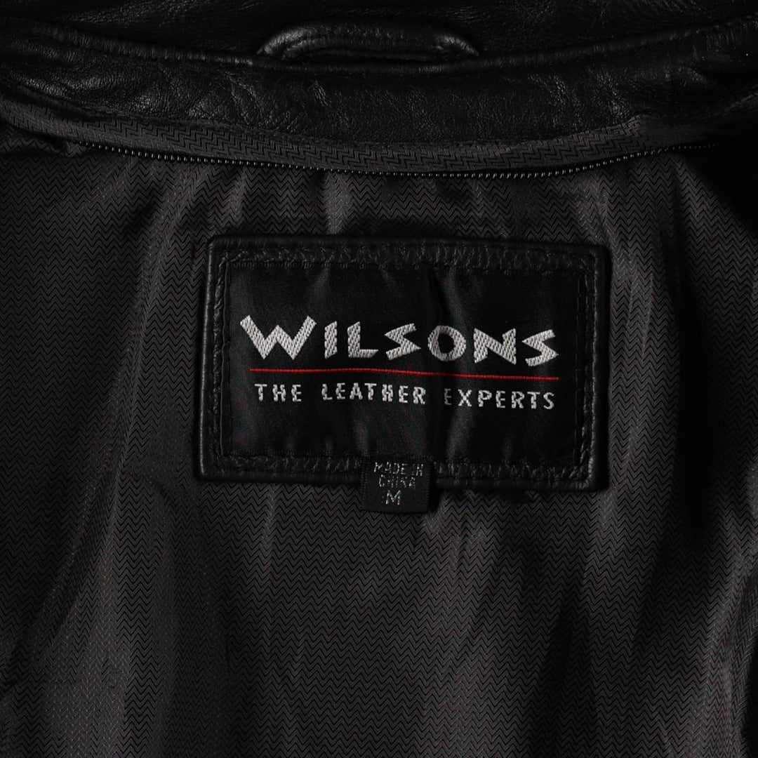 ~1990'S Wilson's Leather Car Coat, Men's Size M (approx.) genuine leather black type Vintage Second Hand