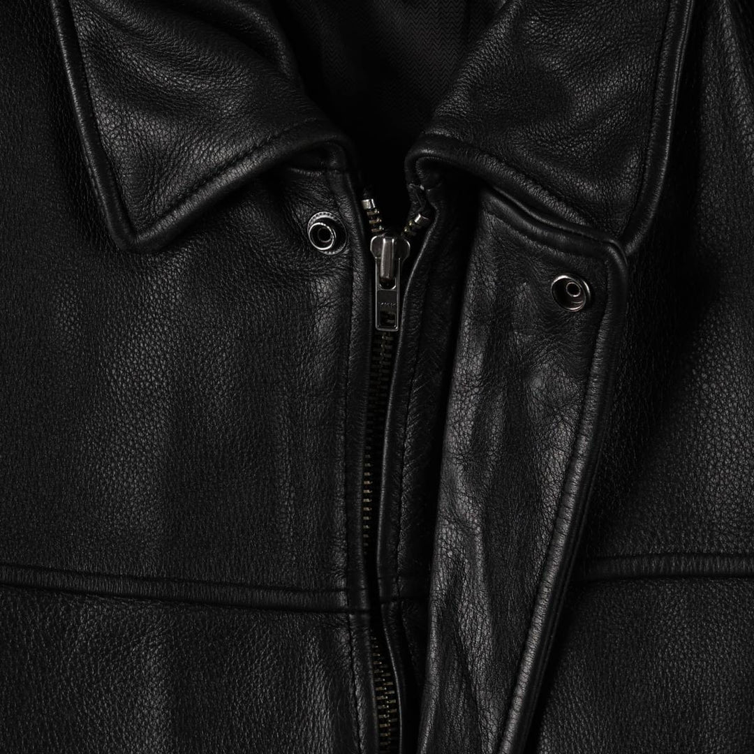 ~1990'S Wilson's Leather Car Coat, Men's Size M (approx.) genuine leather black type Vintage Second Hand