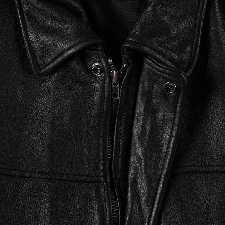 ~1990'S Wilson's Leather Car Coat, Men's Size M (approx.) genuine leather black type Vintage Second Hand