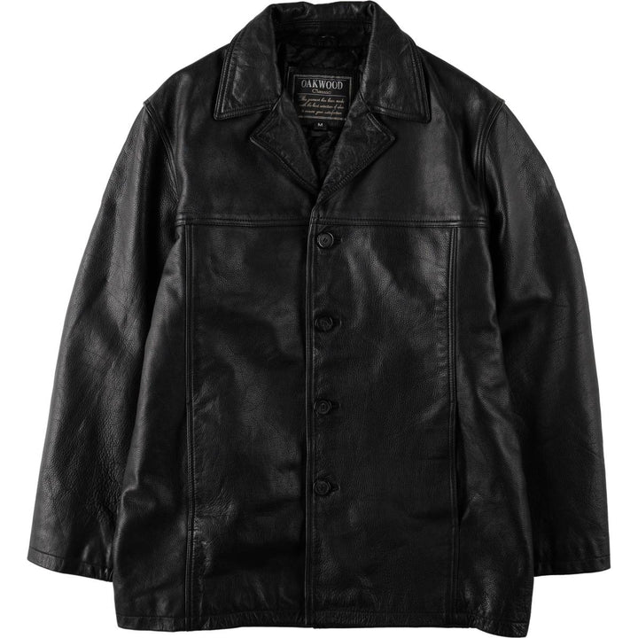 Oakwood Classic padded leather car coat, men's size M. genuine leather black type Vintage Second Hand