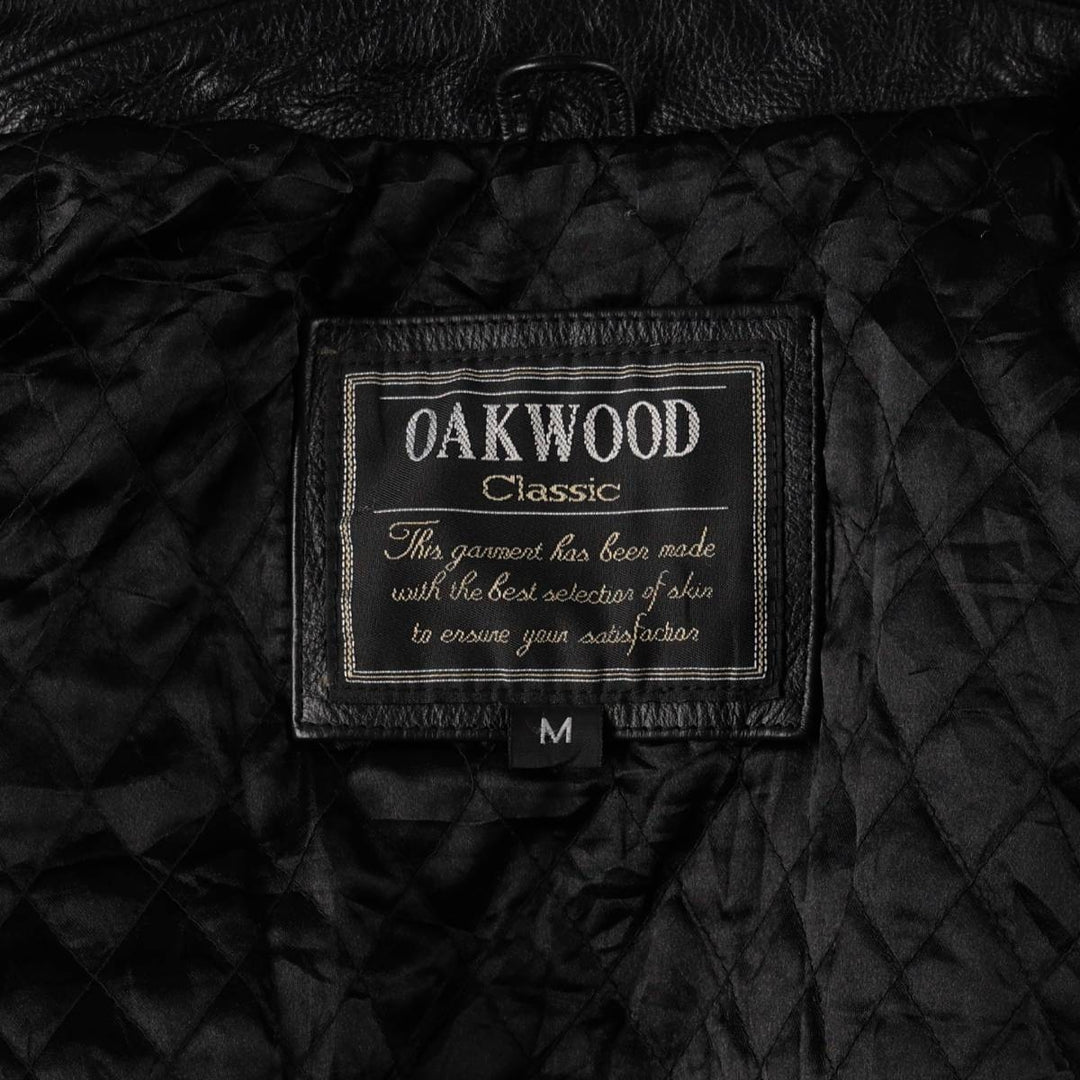 Oakwood Classic padded leather car coat, men's size M. genuine leather black type Vintage Second Hand