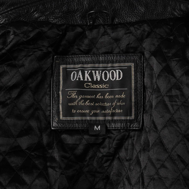 Oakwood Classic padded leather car coat, men's size M. genuine leather black type Vintage Second Hand