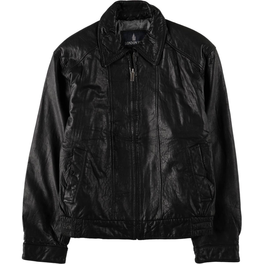LONDON FOG Padded Leather Blouson, Men's Size L (approx.) genuine leather black type Vintage Second Hand