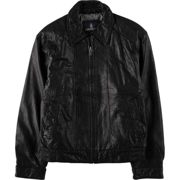 LONDON FOG Padded Leather Blouson, Men's Size L (approx.) genuine leather black type Vintage Second Hand