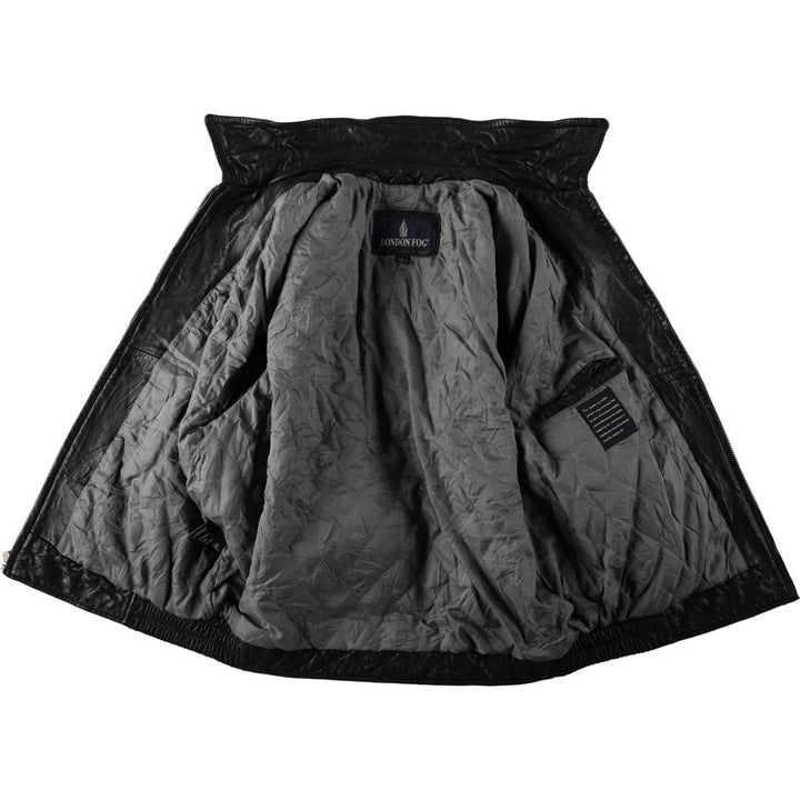 LONDON FOG Padded Leather Blouson, Men's Size L (approx.) genuine leather black type Vintage Second Hand