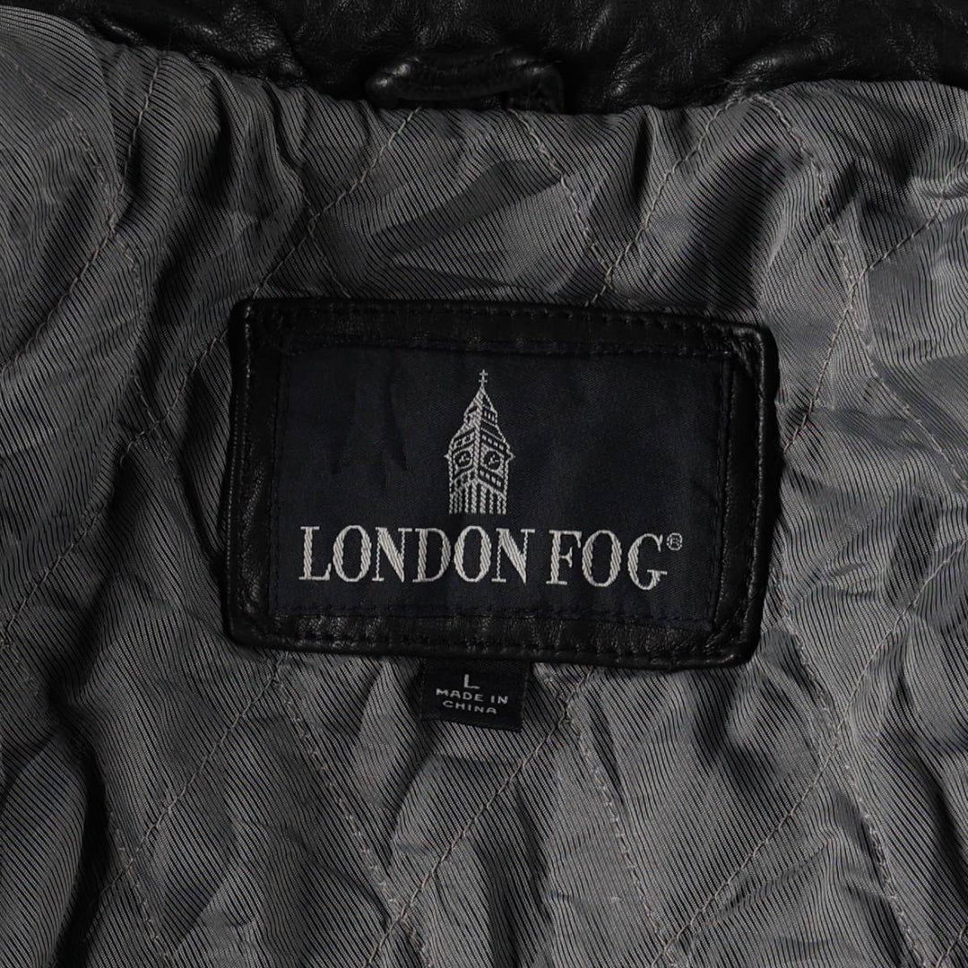 LONDON FOG Padded Leather Blouson, Men's Size L (approx.) genuine leather black type Vintage Second Hand