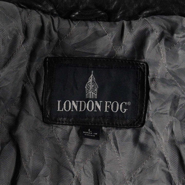 LONDON FOG Padded Leather Blouson, Men's Size L (approx.) genuine leather black type Vintage Second Hand