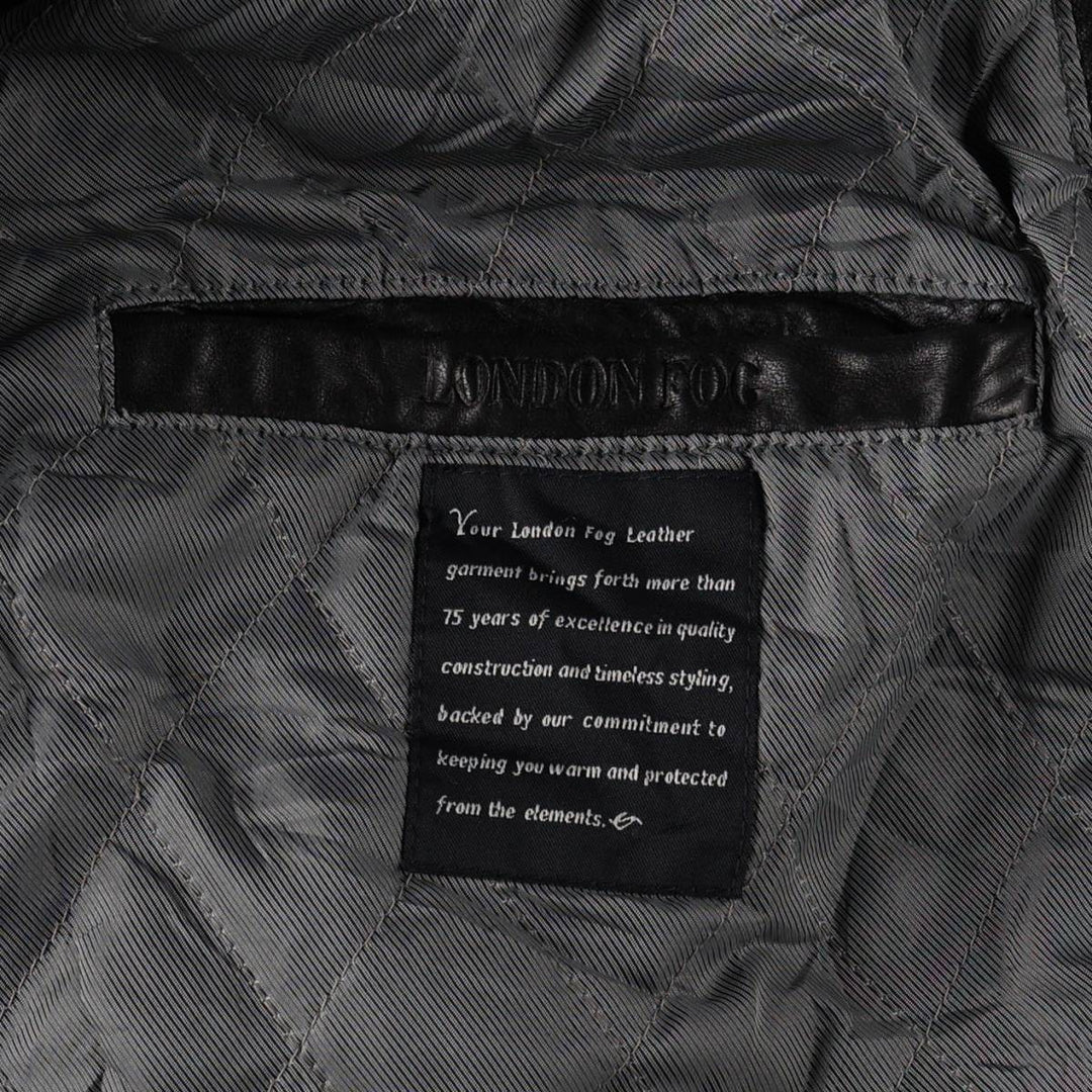 LONDON FOG Padded Leather Blouson, Men's Size L (approx.) genuine leather black type Vintage Second Hand