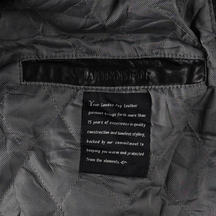 LONDON FOG Padded Leather Blouson, Men's Size L (approx.) genuine leather black type Vintage Second Hand
