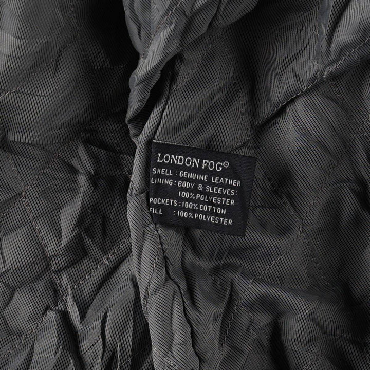 LONDON FOG Padded Leather Blouson, Men's Size L (approx.) genuine leather black type Vintage Second Hand