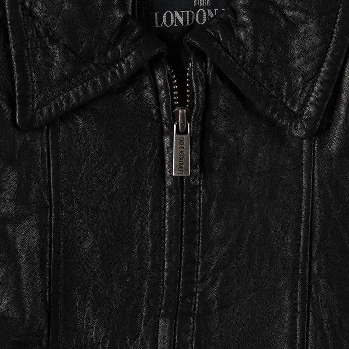 LONDON FOG Padded Leather Blouson, Men's Size L (approx.) genuine leather black type Vintage Second Hand