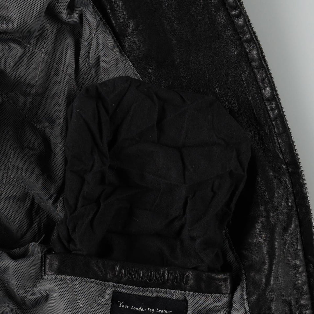 LONDON FOG Padded Leather Blouson, Men's Size L (approx.) genuine leather black type Vintage Second Hand