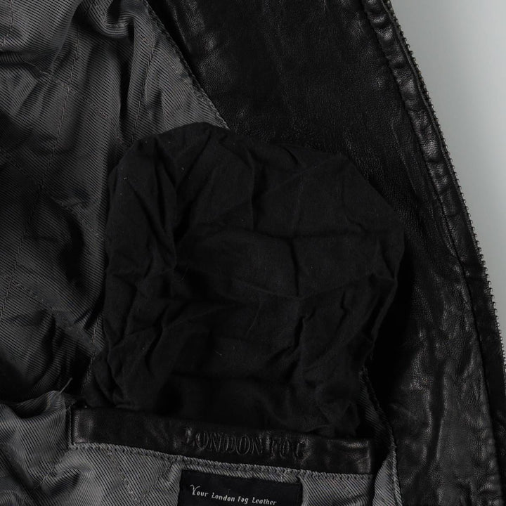 LONDON FOG Padded Leather Blouson, Men's Size L (approx.) genuine leather black type Vintage Second Hand