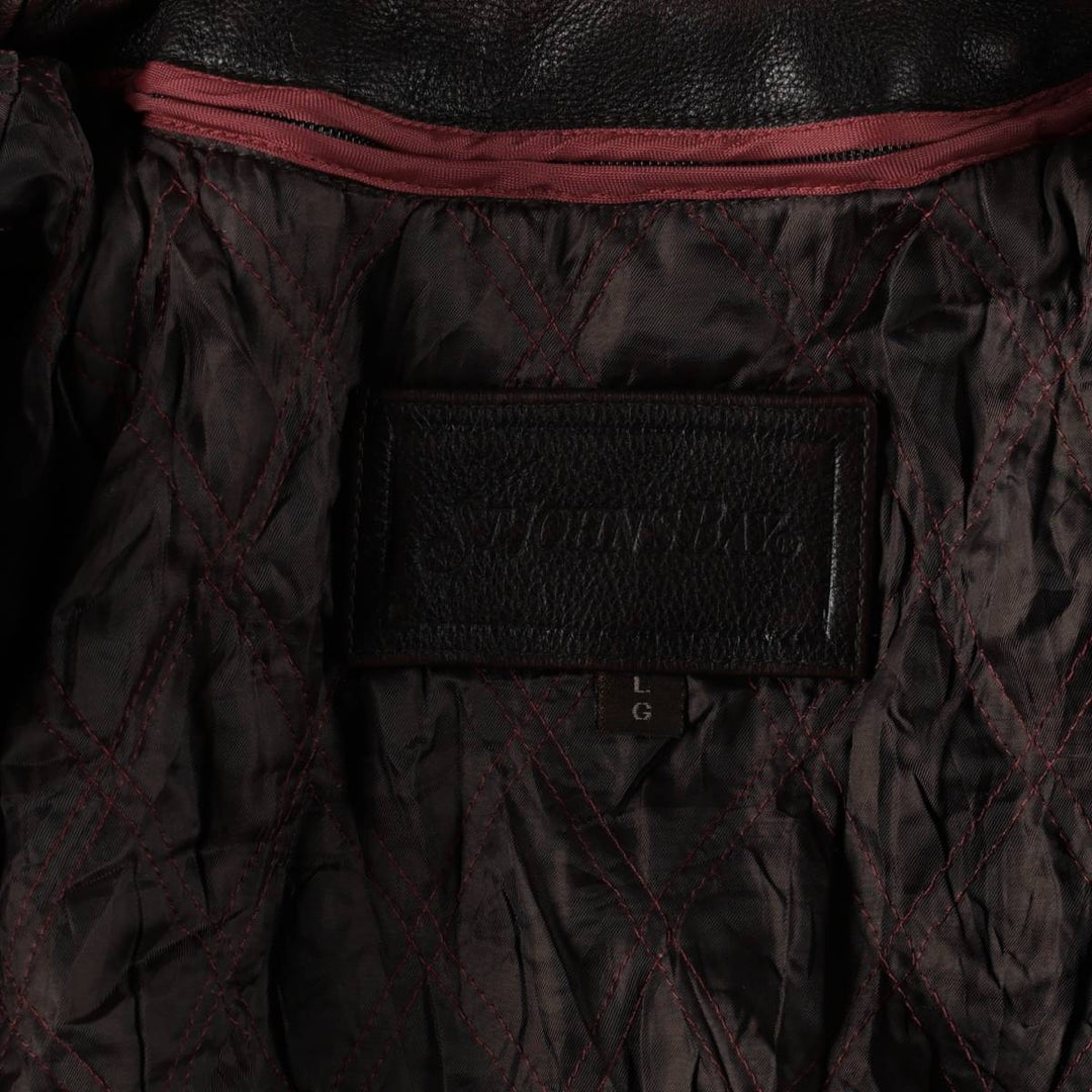 St. John's Bay Swing Top Style Padded Leather Blouson, Men's Size L (approx.) genuine leather brown type Vintage Second Hand