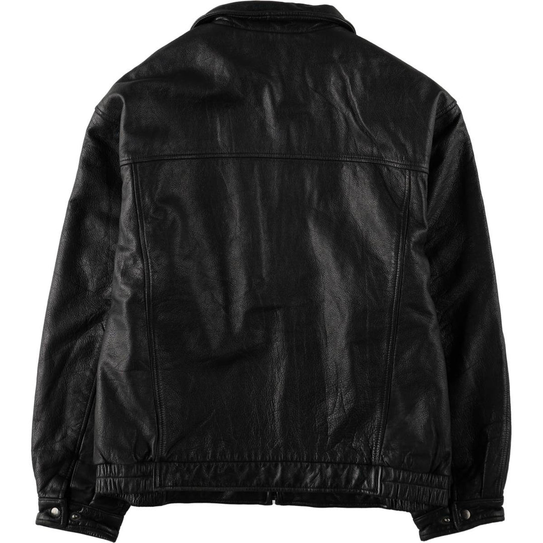 Swing-top type padded leather blouson, men's size L genuine leather black type Vintage Second Hand