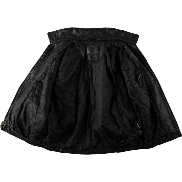 Swing-top type padded leather blouson, men's size L genuine leather black type Vintage Second Hand