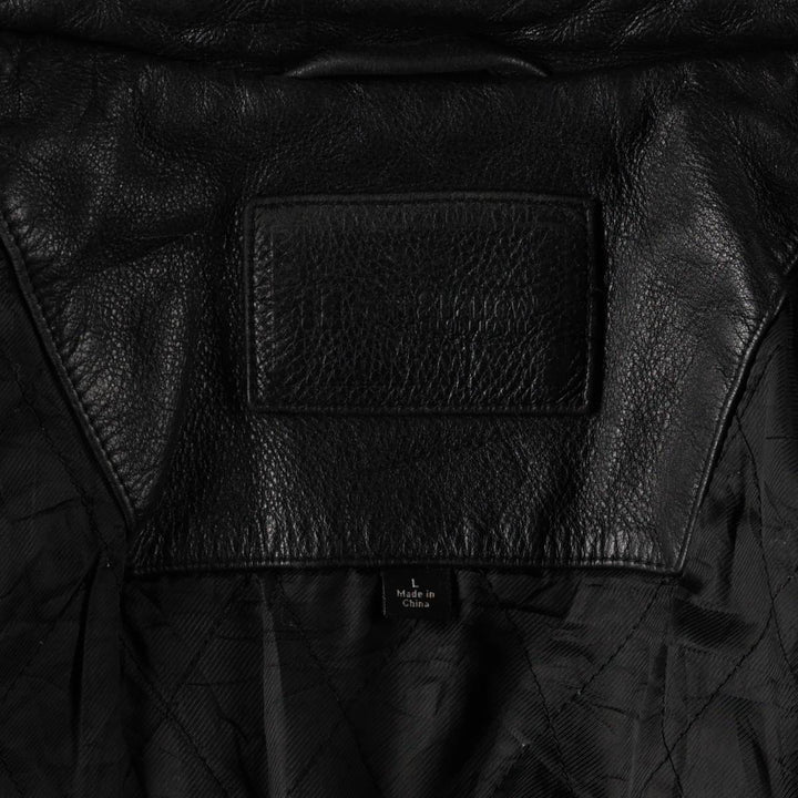 Swing-top type padded leather blouson, men's size L genuine leather black type Vintage Second Hand