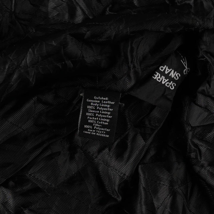 Swing-top type padded leather blouson, men's size L genuine leather black type Vintage Second Hand