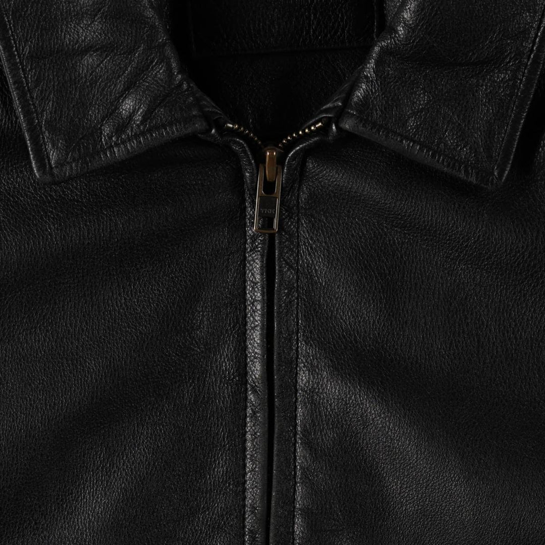 Swing-top type padded leather blouson, men's size L genuine leather black type Vintage Second Hand