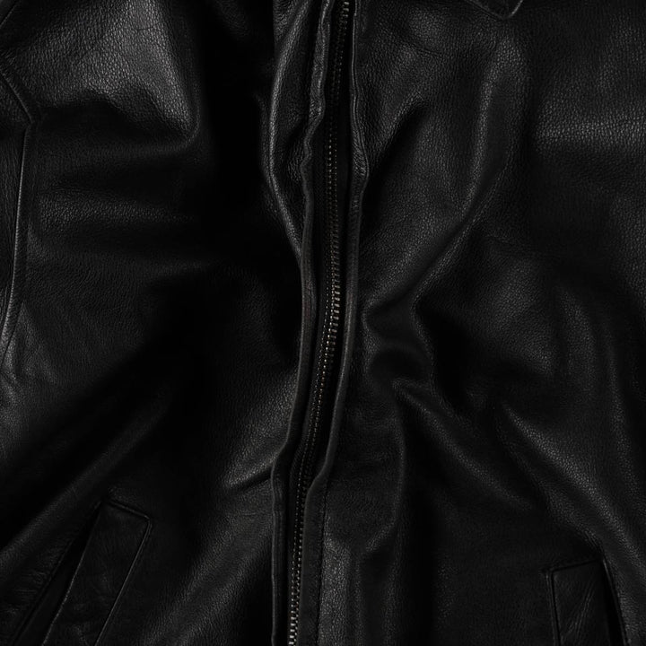 Swing-top type padded leather blouson, men's size L genuine leather black type Vintage Second Hand